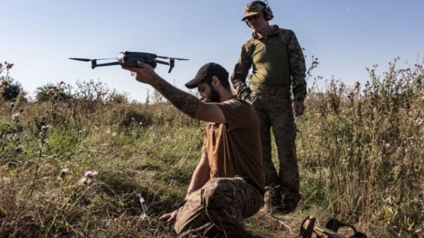 A Ukrainian soldier prepares a drone as the Russia-Ukraine war continues in Donetsk Oblast, Ukraine, 17 August 2023