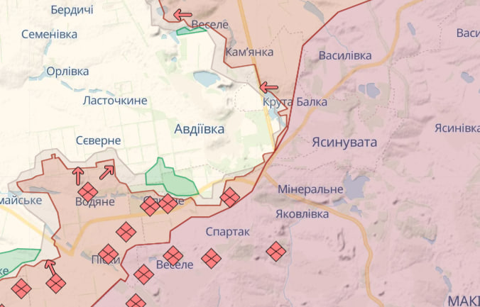 Фронт в районі Авдіївки (Карта: deepstate)