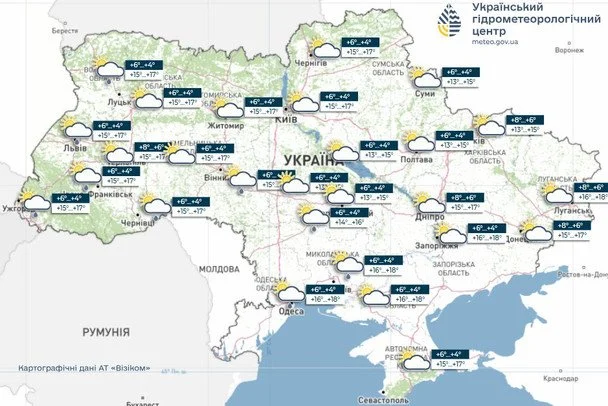 Прогноз погоди в Україні на добу 28 березня / © Укргідрометцентр