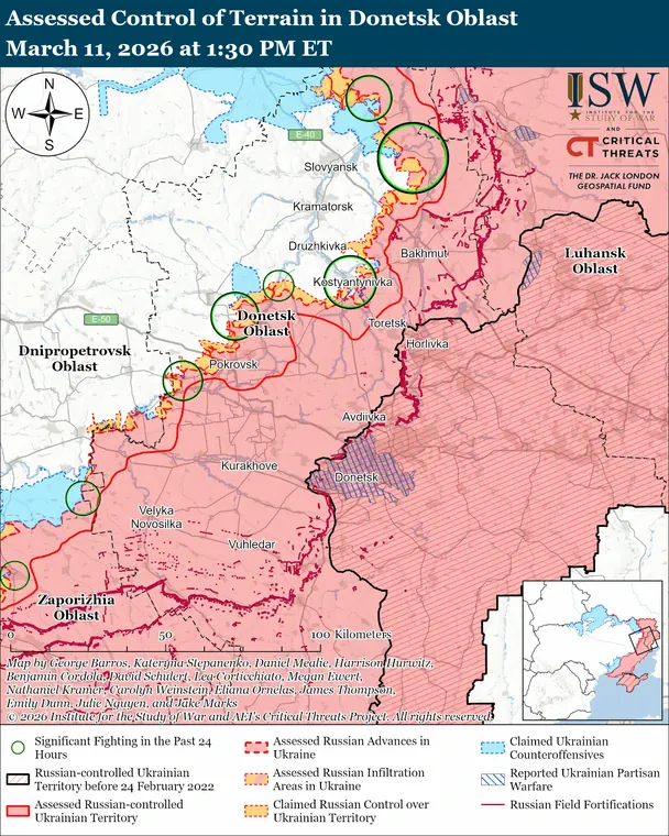 Лінія фронту / © Інститут вивчення війни (ISW)