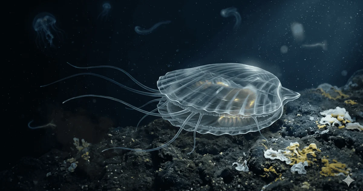 Глибоководний молюск Catillopecten margaritatus Глибоководний молюск Catillopecten margaritatus