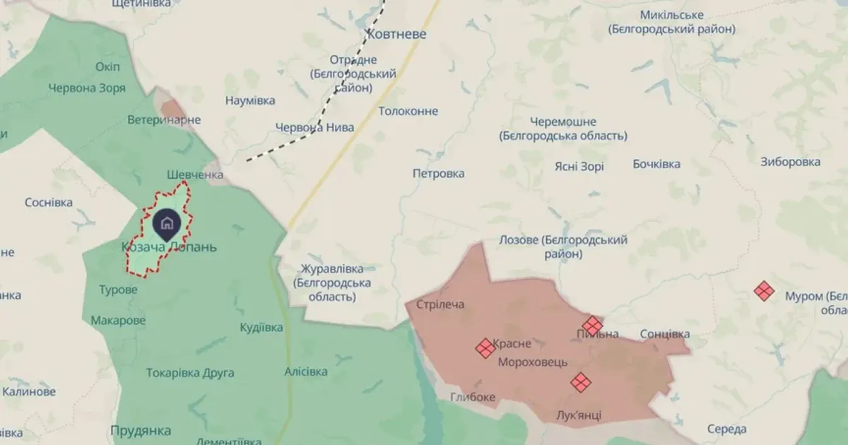 Козача Лопань на карті