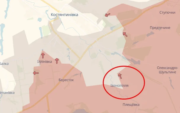 Просування біля Іванопілля. Мапа від DeepState.