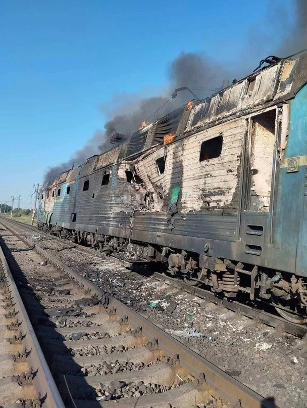 Удар по потягу у Запорізькій області, фото: Укрзалізниця